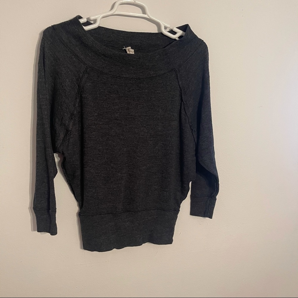We the Free Off the Shoulder Gray Sweater